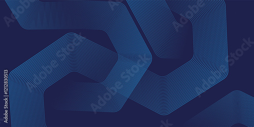 Modern abstract blue background with glowing geometric lines. Blue gradient hexagon shape design. Futuristic technology concept.