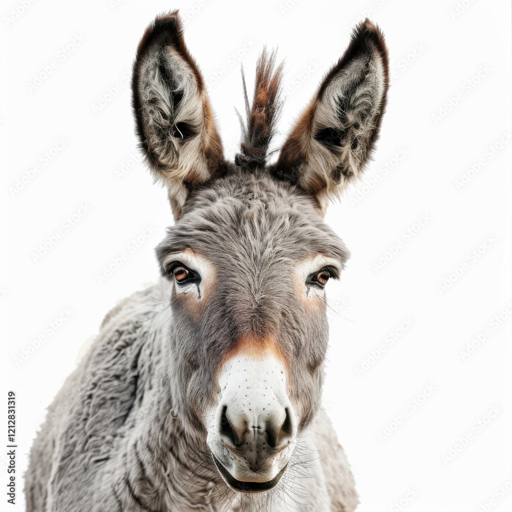 Close-Up Portrait of a Grey Donkey with Expressive Features Close-Up Portrait of a Grey Donkey with Expressive Features
