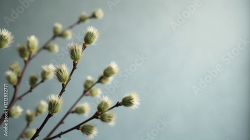 Wallpaper Mural Delicate Spring Blossoms on a Branch Against a Soft Blue Background Torontodigital.ca