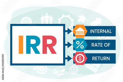 IRR - internal rate of return. acronym business concept. vector illustration concept with keywords and icons. lettering illustration with icons for web banner, flyer, landing page, presentation