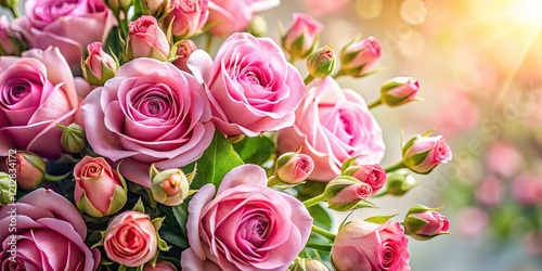 Pink Rose Bouquet, Floral Arrangement, Copy Space