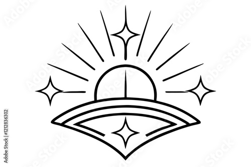 Black Icon Shine Symbol - Vector Illustration