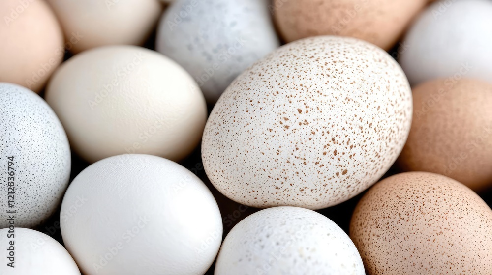 Colorful eggshell textures, close-up view, farm fresh, food background, recipe design Colorful eggshell textures, close-up view, farm fresh, food background, recipe design