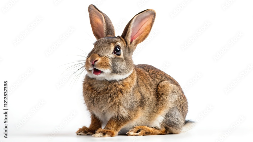 Obraz premium Playful Rabbit Sniffing, Sideways Pose, AI Photo