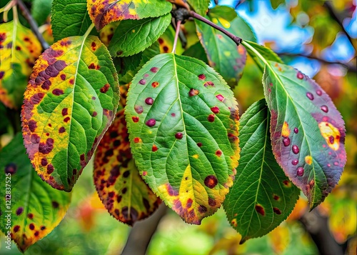 Plum Tree Diseases: Clasterosporium, Coccomyces, Marssonina - Double Exposure photo