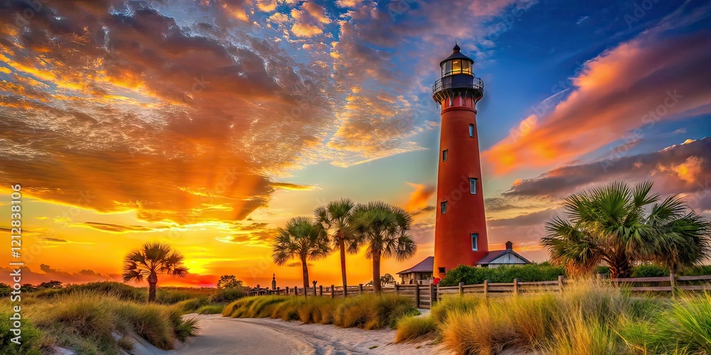 Obraz premium Ponce de Leon Inlet Lighthouse Florida Coastal Landscape Photography AI Art