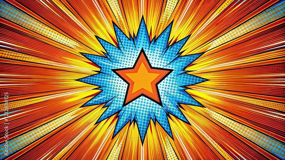 Fototapeta premium Pop Art Comic Strip Radial Background, High Depth of Field