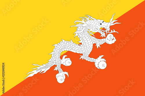 Bhutan national flag. Flag of Bhutan