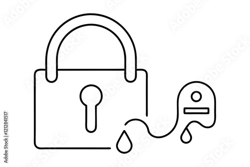 Lock Icon with Paint Stroke Outline on White Background