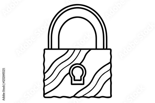 Lock Icon with Paint Stroke Outline on White Background