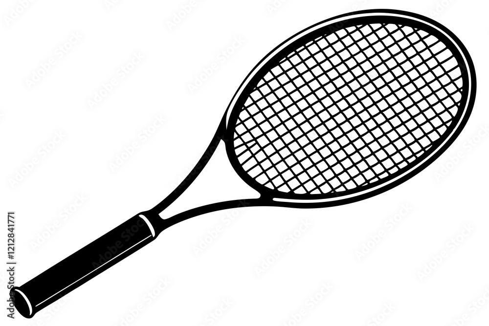 Tennis Racket Isolated on White Background - Professional Sports Equipment Tennis Racket Isolated on White Background - Professional Sports Equipment