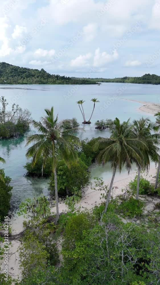 Aerial view Sipora island in Mentawai island Sumatra, Indonesia