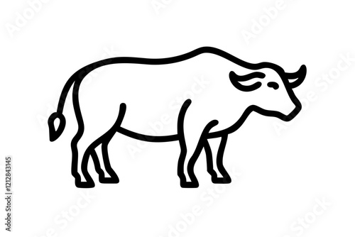 Wallpaper Mural Vector Black Silhouette of Water Buffalo - Animal and Nature Illustration Torontodigital.ca