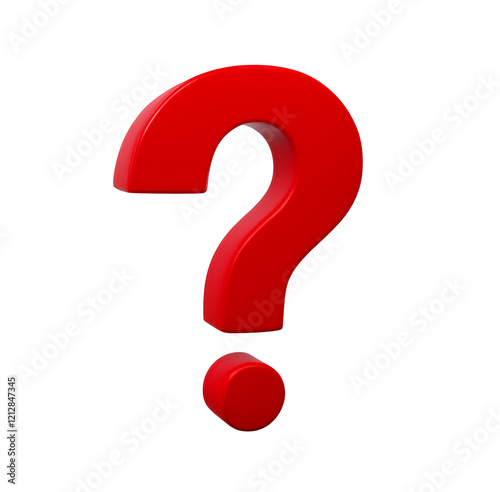 Red 3D Question Mark Isolated on White Background