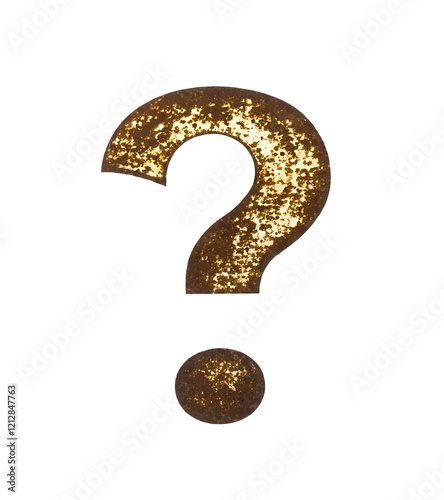 Rusty Weathered Question Mark Isolated on Transparent Background