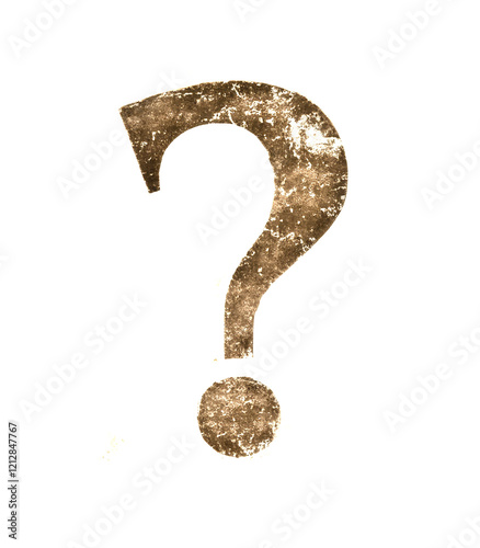 Rusty Grunge-Style Question Mark Isolated on White Background