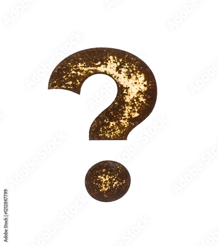 Rusty Vintage Question Mark Isolated on Transparent Background - PNG