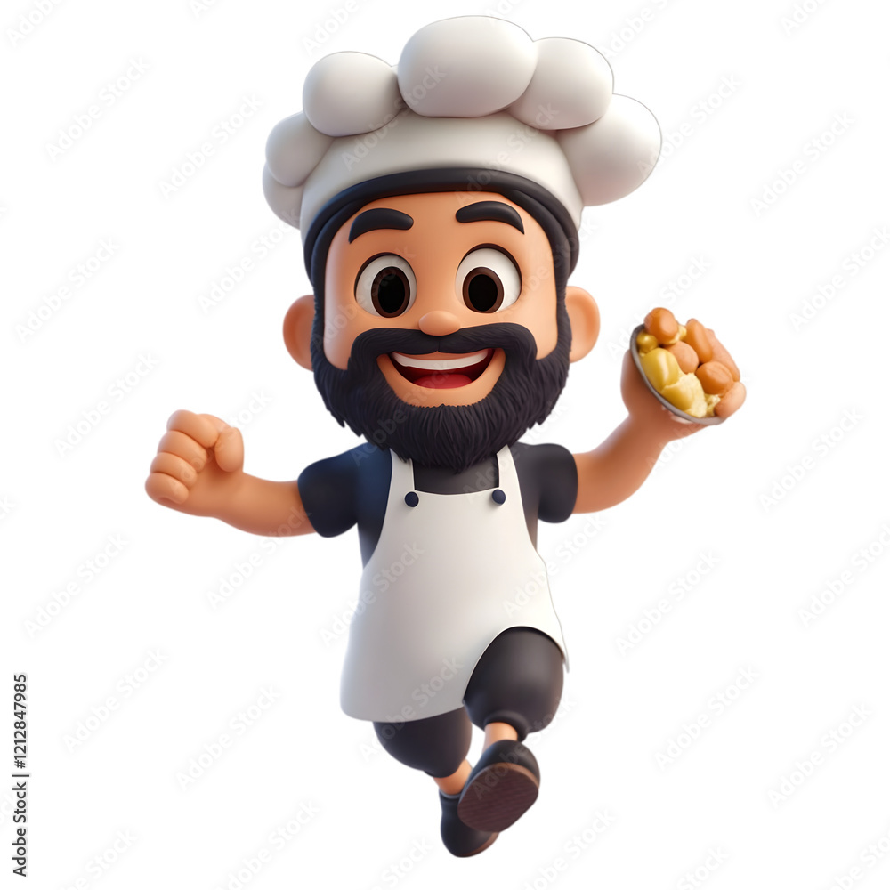 Joyful Chef Cartoon 3D Render Food Bakery Cook Happy Delicious Restaurant Culinar Joyful Chef Cartoon 3D Render Food Bakery Cook Happy Delicious Restaurant Culinar
