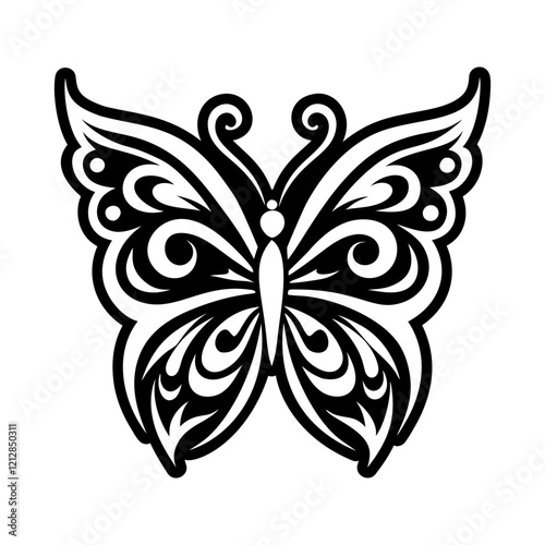 Solid style icon of butterfly tattoo