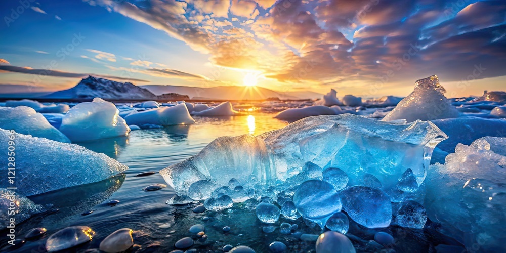 Obraz premium Remote Ice Floe, Fractal Ice Formations, Bokeh