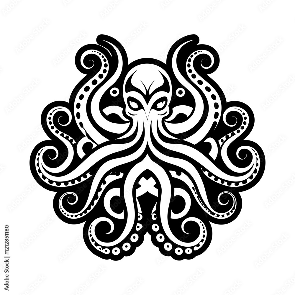A glyph style icon of octopus tentacles A glyph style icon of octopus tentacles
