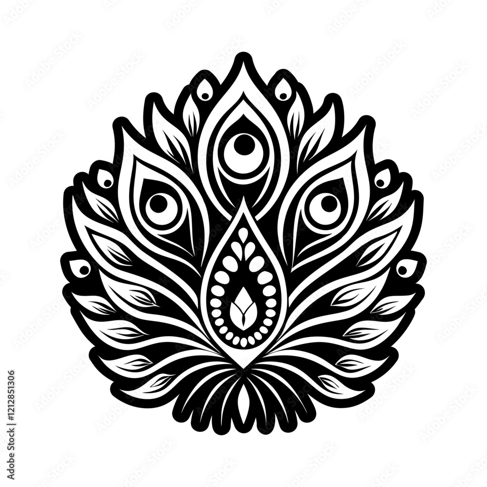 Fototapeta premium Glyph style icon of peacock feather tattoo