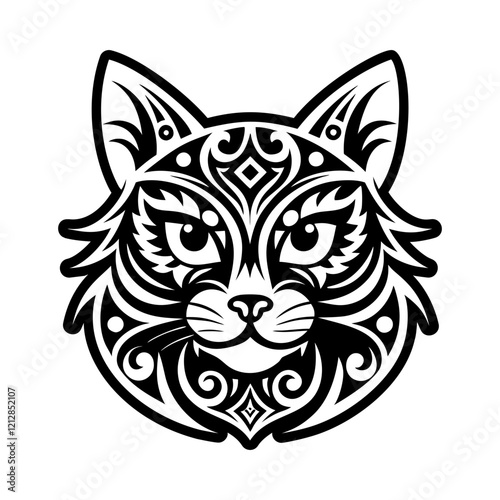 Traditional cat icon in glyph style