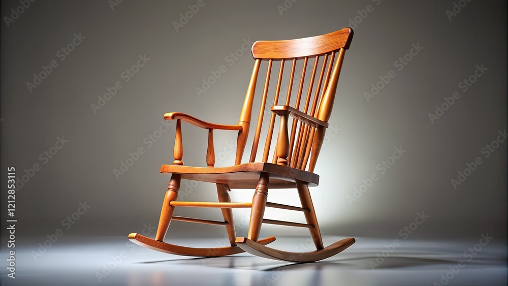 Rocking Chair, Rule of Thirds, Gray Background, Wooden Furniture Rocking Chair, Rule of Thirds, Gray Background, Wooden Furniture