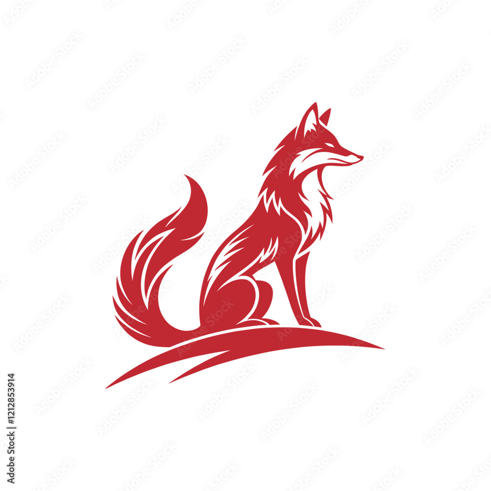 Obraz premium red fox, fox logo silhouette vector line art logo design