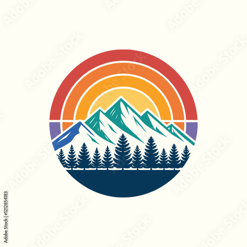 Mountain multi color  vector logo design