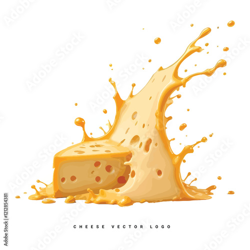 Cute melting cheese cartoon vector illustration isolated 
