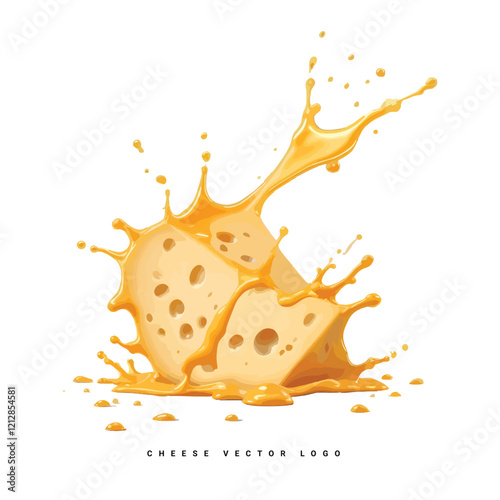 Cute melting cheese cartoon vector illustration isolated 
