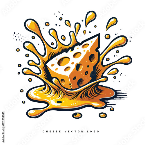 Cute melting cheese cartoon vector illustration isolated 
