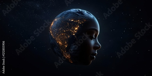 Humanity's connection to earth a cosmic portrait of our planet surrounded by stars digital art night sky