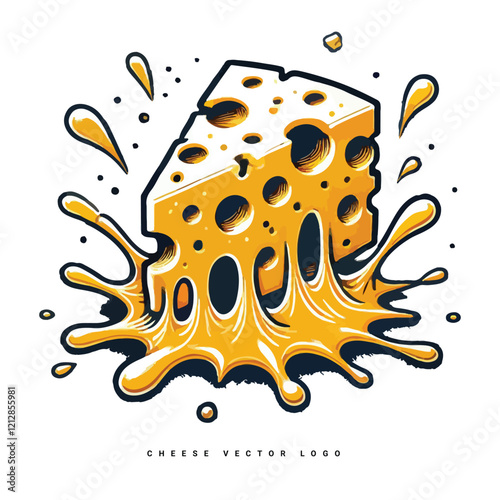 Cute melting cheese cartoon vector illustration isolated 
