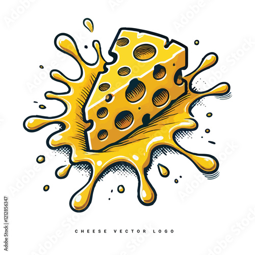 Cute melting cheese cartoon vector illustration isolated 
