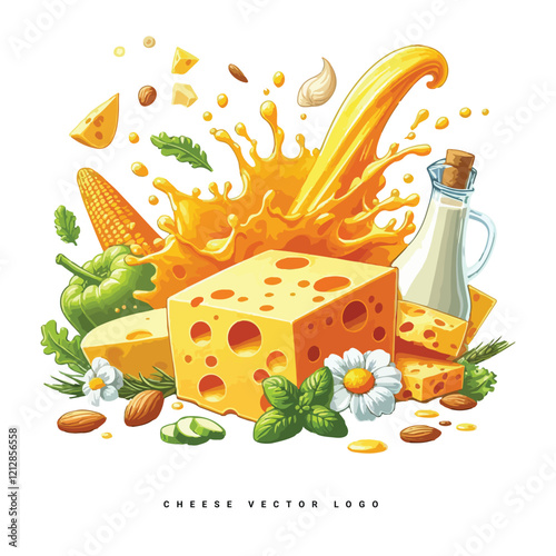 Cute melting cheese cartoon vector illustration isolated 
