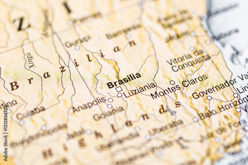 World map.Brazil and surrounding South American countries.Political Map close up photo. World map.Brazil and surrounding South American countries.Political Map close up photo.