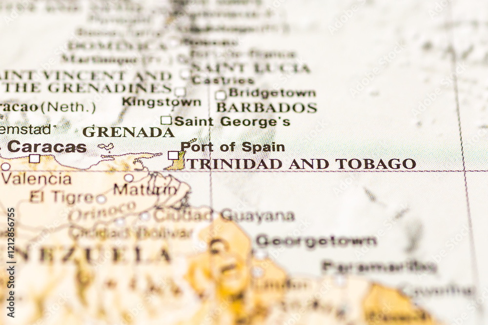World map. Trinidad and Tobago map, world tourism, tourist destination. Political map close-up. World map. Trinidad and Tobago map, world tourism, tourist destination. Political map close-up.