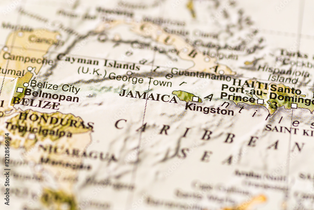 World map. Jamaica map, world tourism, tourist destination. Political map close-up. World map. Jamaica map, world tourism, tourist destination. Political map close-up.