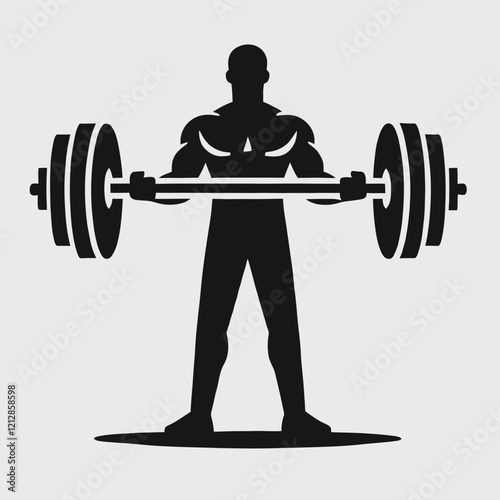 Man Lifting Weights Silhouette in black on a white background