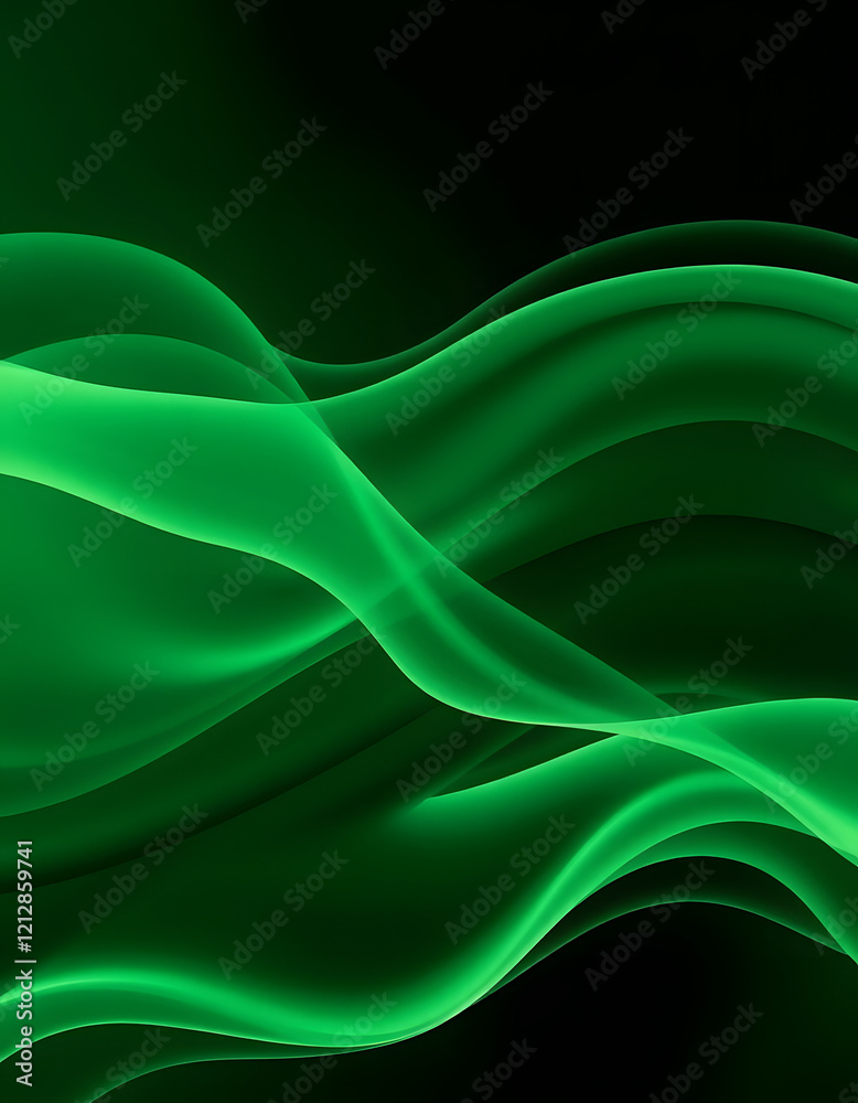 Obraz premium Fluid lines of green colors movement, silhouette, with white tones