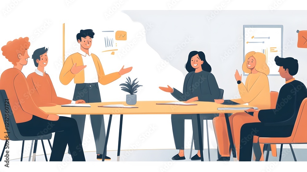 Dynamic team meeting, diverse professionals collaborating around a table, discussing strategies in a bright office space. Dynamic team meeting, diverse professionals collaborating around a table, discussing strategies in a bright office space.