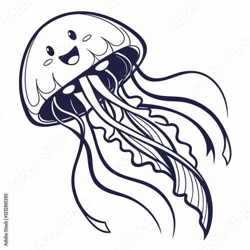 Jellyfish mascot logo vector silhouette 
