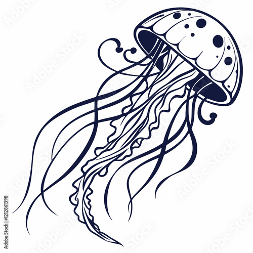 Jellyfish mascot logo vector silhouette 