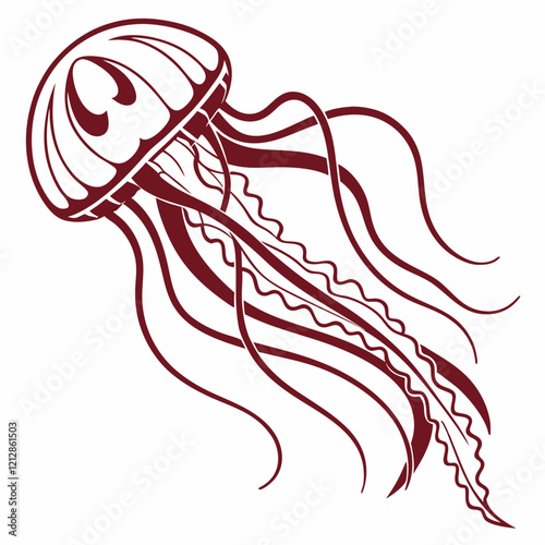 Jellyfish mascot logo vector silhouette 