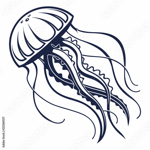 Jellyfish mascot logo vector silhouette 