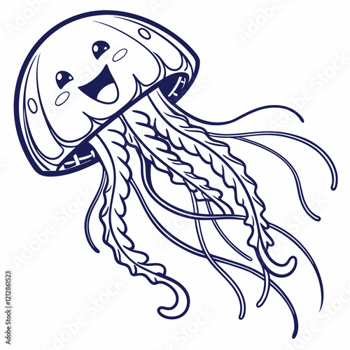 Jellyfish mascot logo vector silhouette  photo