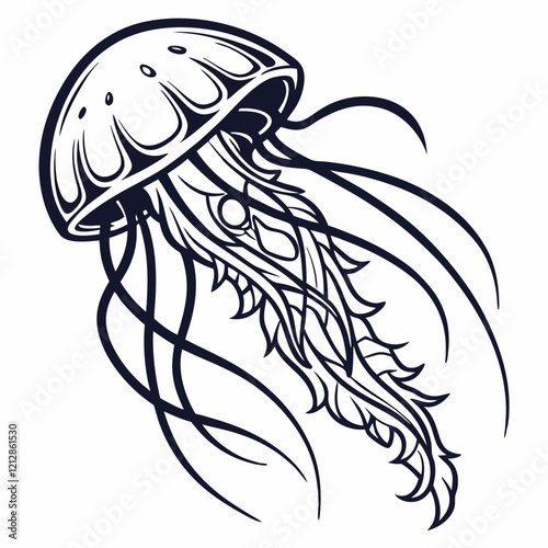 Jellyfish mascot logo vector silhouette 