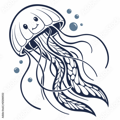 Jellyfish mascot logo vector silhouette 